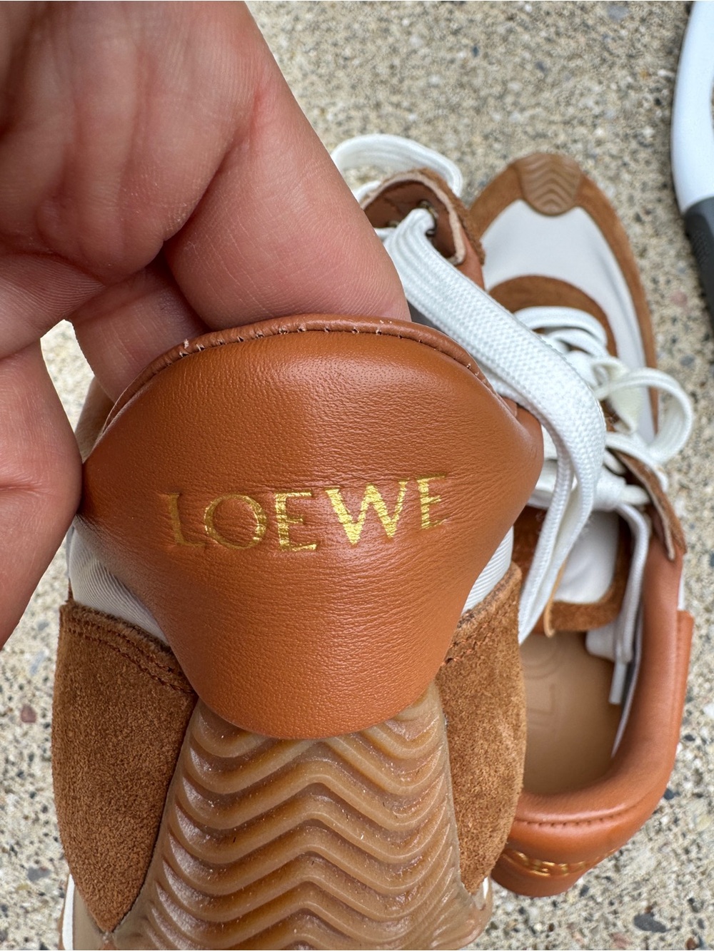 Loewe White and Tan Suede-Trim Athletic Sneakers size 38 - Picture 8 of 10